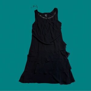 SIny Fashions Sleeveless Ruffle Dress Womens Size 8 Black Tiered Chiffon